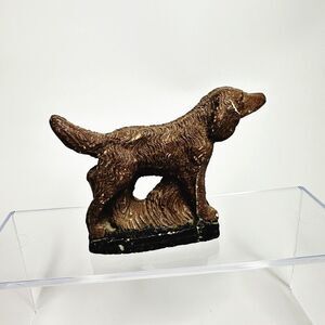 Vintage Chalkware 3.5” Statue Plaster Dog Carnival Figure Brown English Setter